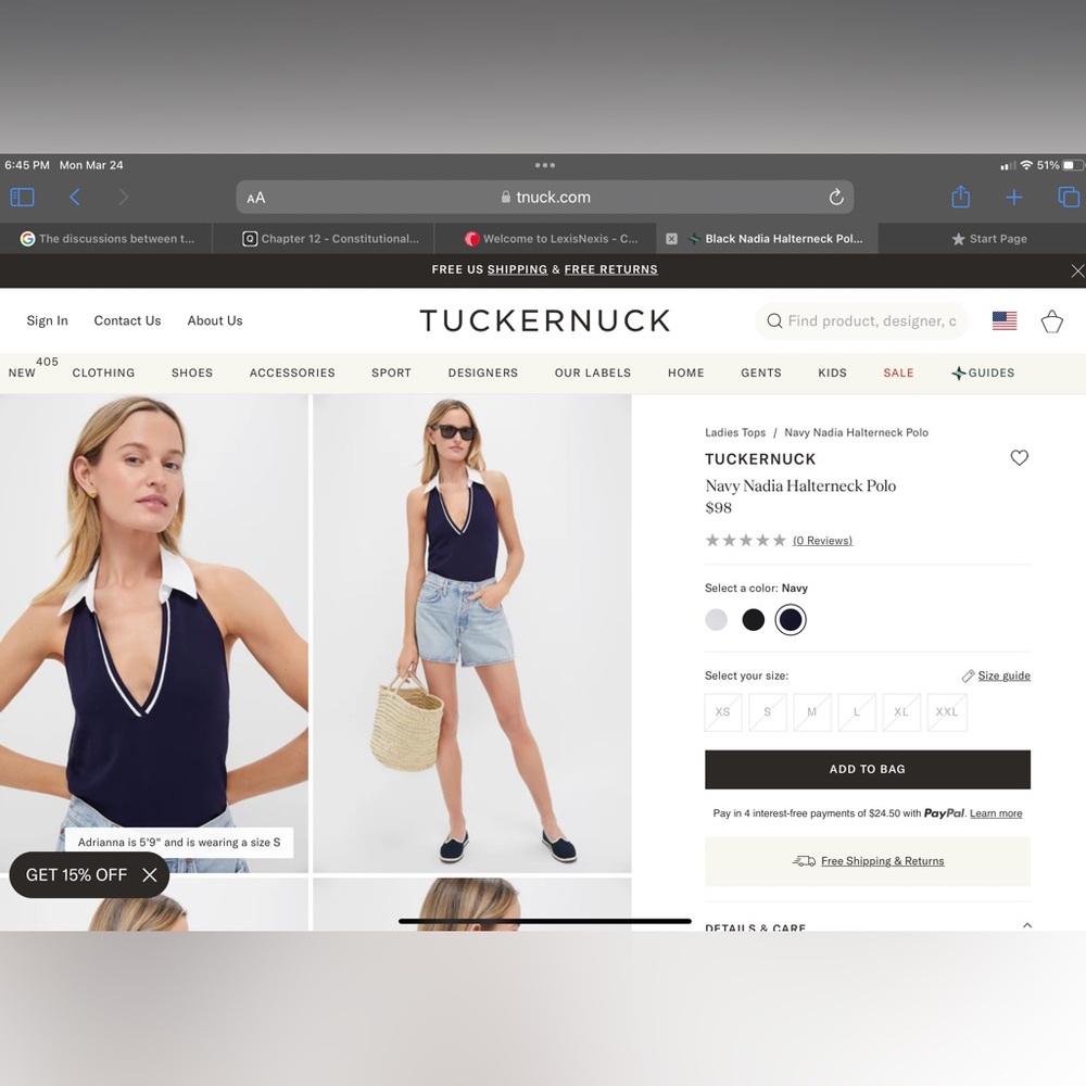 Tuckernuck Navy Nadia Halterneck Polo